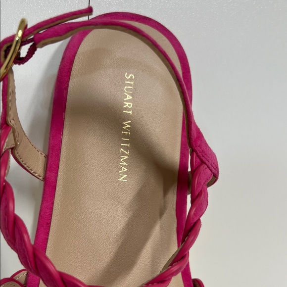 🔥🔥 Stuart Weitzman Hot Pink Braided-Strap Sandals new size 7.5 - Picture 3 of 5